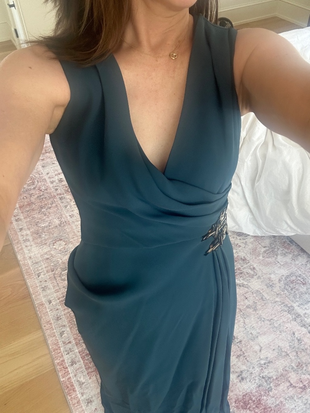Brand New J. Mendel Teal black tie dress